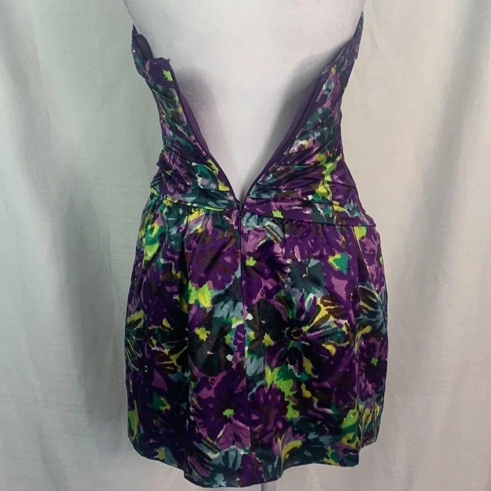 BCBGMAXAZRIA Purple Floral Mini Dress w/ Optional Straps- NWT